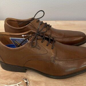 Clarks Collection Men's 12 Whiddon Pace Dark Tan Leather Oxford Dress Shoes